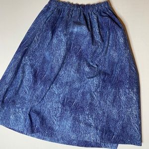 Vintage Denim-like Skirt Acid Wash Elastic Waist